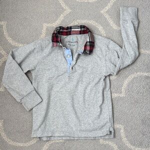 Crewcuts Heather Gray Shirt with Plaid Collar